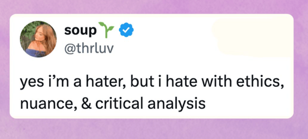 Ein Tweet übers haten 