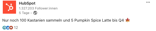 HubSpot: Nur noch 100 Kastanien sammeln und 5 Pumpkin Spice Latte bis Q4