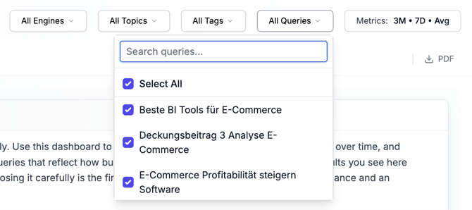 Queries-Filter mit einzelnen Prompts
