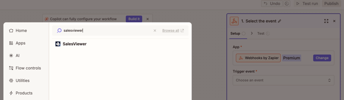 Zapier Trigger-Suche nach Salesviewer